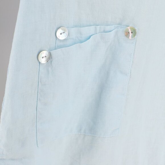 CAMILLE & CO. 100% Linen Relaxed Fit Tunic Top Button Detail Light Blue Size S - Picture 5 of 7